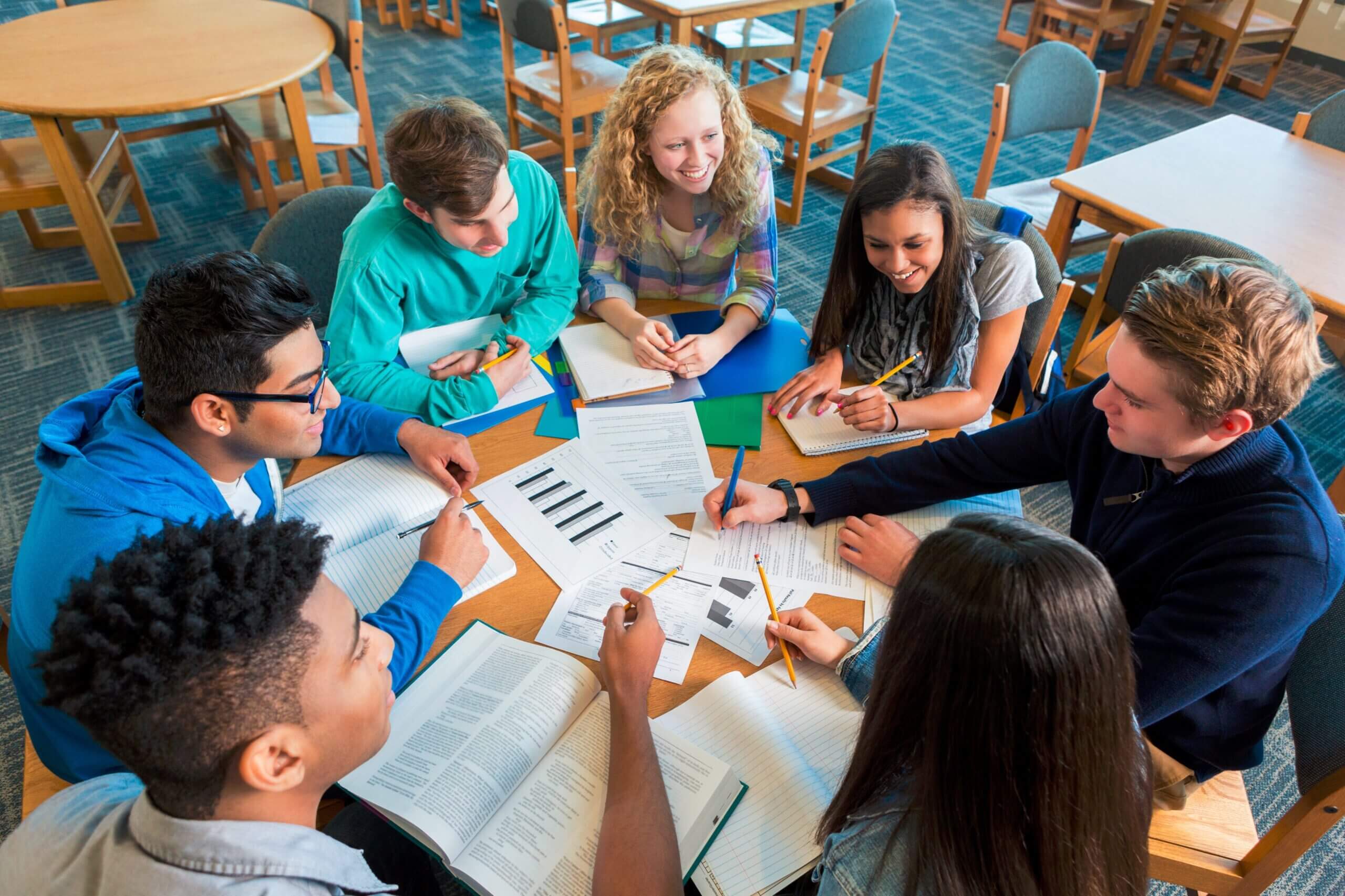 Glasgow students studying together