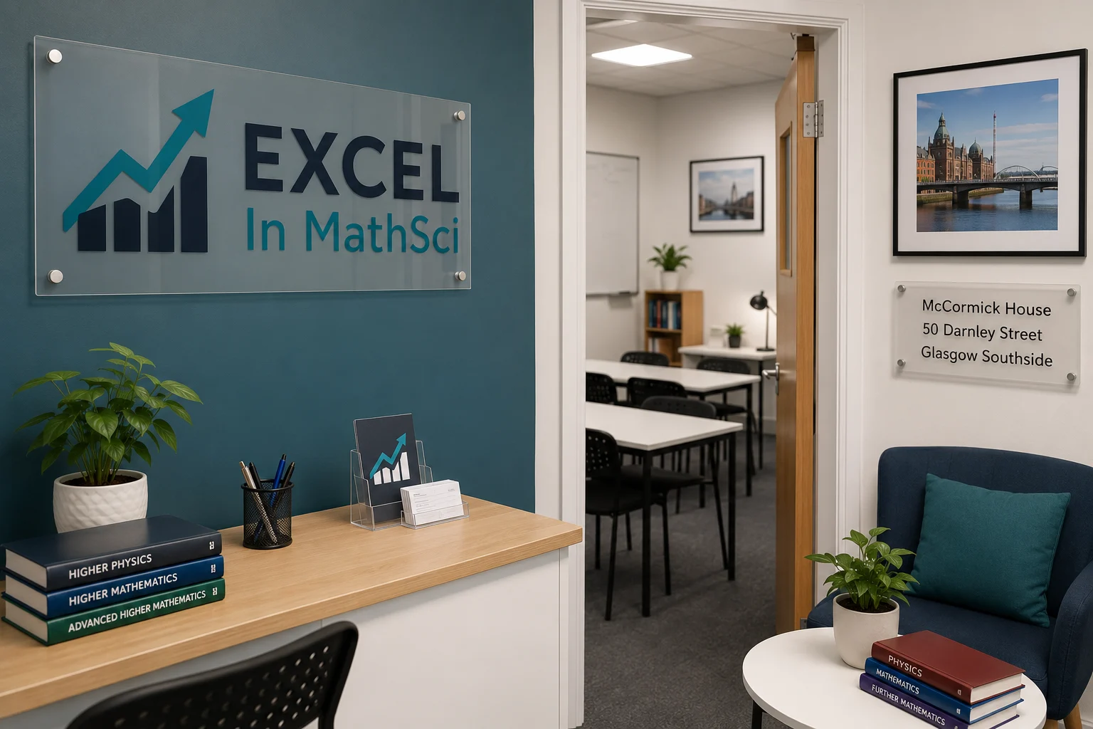 Excel In MathSci tutoring premises at McCormick House, 50 Darnley Street, Glasgow Southside