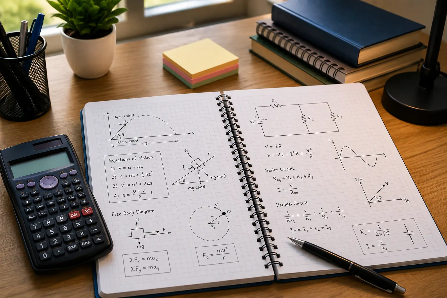 National 5 Physics revision notes covering dynamics, electricity and waves for the SQA exam