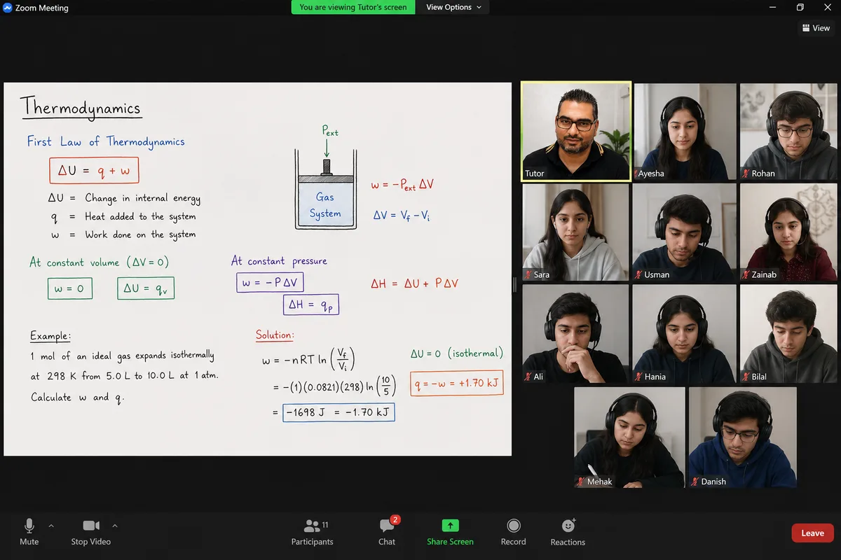 A live online small-group class in progress on video